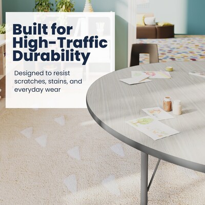 Flash Furniture Wren Horseshoe Activity Table, 66" x 60", Height Adjustable, Light Gray Top/Silver Frame (XUA6066HRSLGTPC)