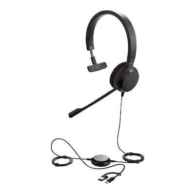 Jabra Evolve 20SE Wired Noise-Canceling Mono Headset, USB-C/A, UC Certified, Black (4993-829-489-01)