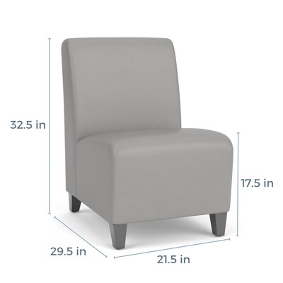 Lesro Ravenna Vinyl Guest Chair, Armless, Patriot Plus Imperial Blue/Walnut Wood (RV1102.FWL-01PPIB)