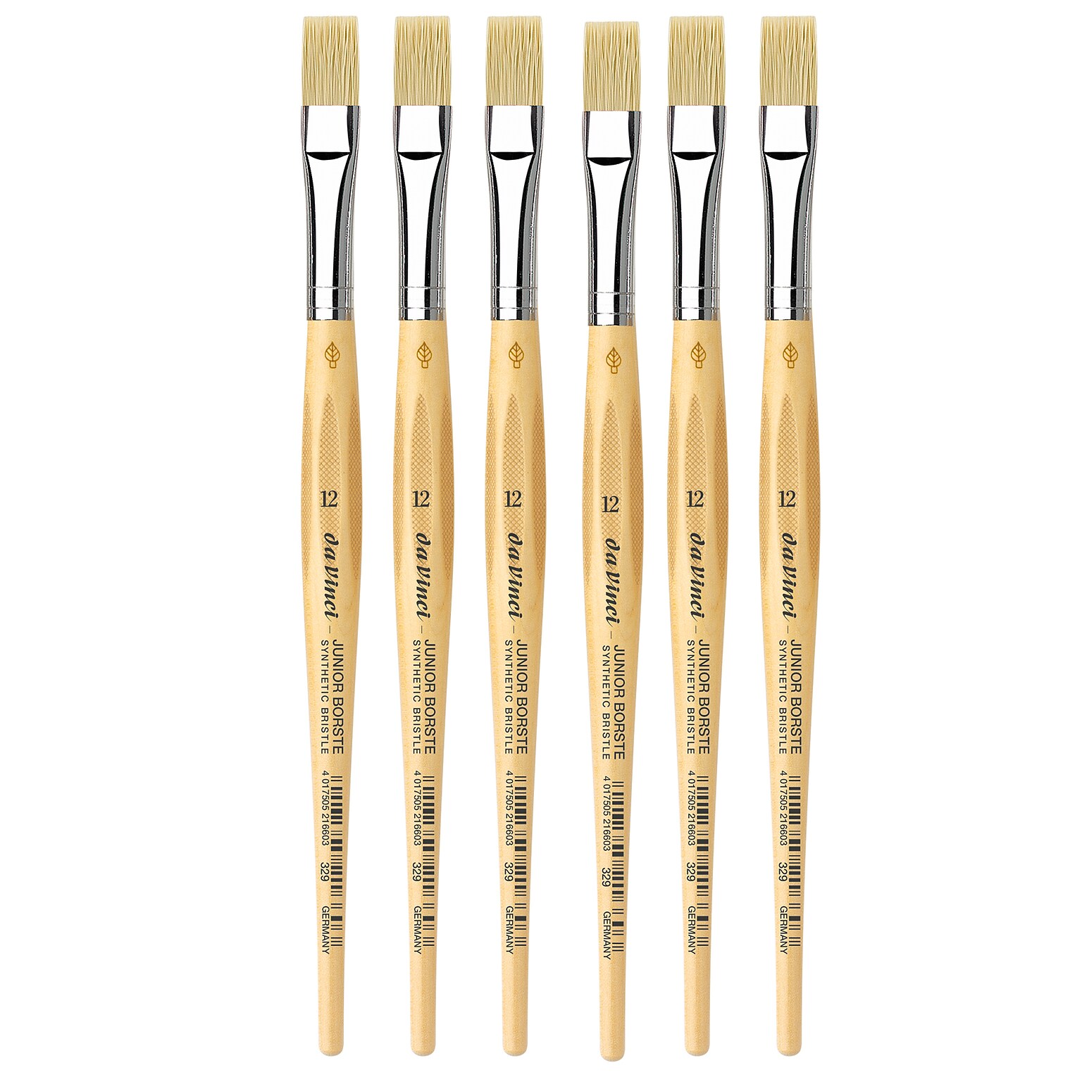 da Vinci JUNIOR Mixed Media Synthetic Bristle, Flat Brush, 6/Bundle (DVXVA32912-6)