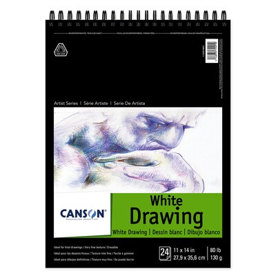 Canson Artist Series 11 x 14 Wire Bound Drawing Sketch Pad, 24 Sheets/Pad, 2/Bundle (MCXC100510891
