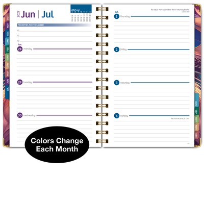 2027 Excello Brands 6" x 8" Weekly & Monthly Standard Planner, Paperboard Cover, Pastel Peacock (FSHN-CY27-58-61)
