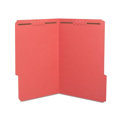 Quill Brand®  1/3-Cut Assorted 2-Fastener Folders, Legal, Red, 50/Box (7358RD)