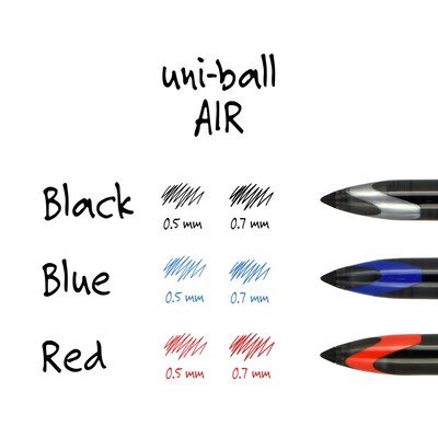 uni AIR Porous Point Pens, Medium Point, 0.7mm, Bold Point, Black Ink, 3/Pack (1926808)