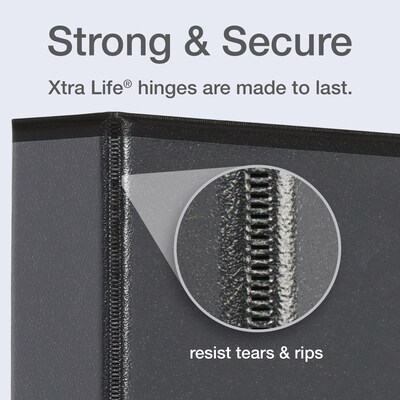 Cardinal Premier Easy Open Heavy Duty 1 1/2" 3-Ring View Binders, D-Ring, Black (10311)