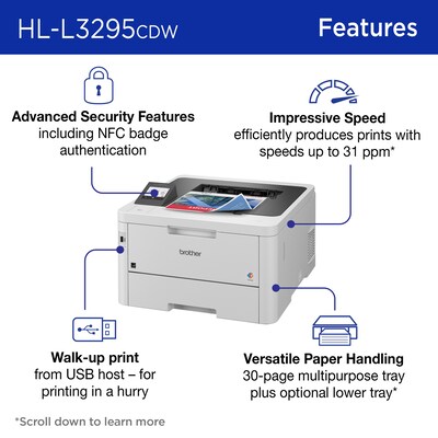 Brother HL-L3295CDW Wireless Compact Digital Color Printer, Refresh Subscription Eligible
