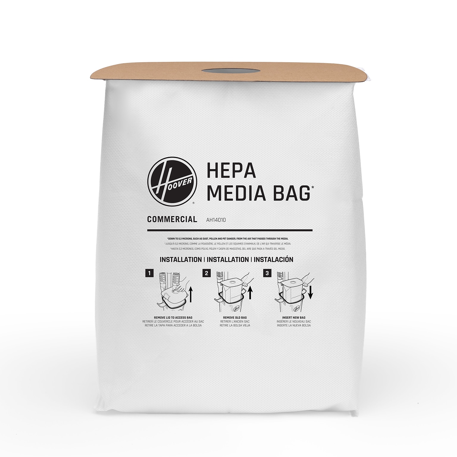 Hoover Commercial Vacuum HEPA Media Filter Bags, White, 10/Pack (AH14010)