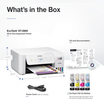 Epson EcoTank ET-2800 Wireless All-In-One Inkjet Printer (C11CJ66202)