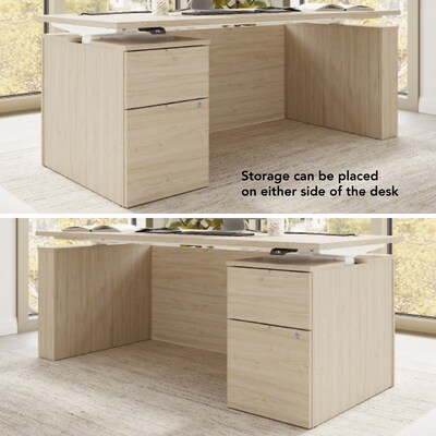 Bush Business Furniture Stratus 72"W Electric Adjustable Standing Desk with File Cabinet, Natural Elm (SUT008NE)