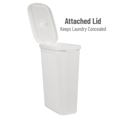 Mind Reader 10.57-Gallon Hamper with Lid, Plastic, White (40FABHAMP-WHT)