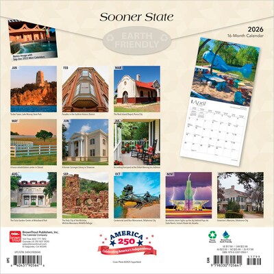 2026 BrownTrout Sooner State Oklahoma Places 12 x 12 Monthly Wall Calendar (9798330705641)
