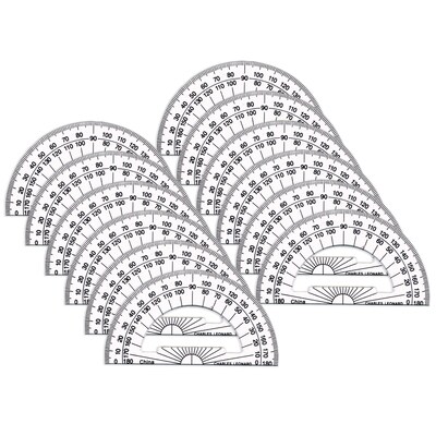 Charles Leonard 180-Degree Protractor, 4, Clear, 12/Pack, 3 Packs/Bundle (CHL77104IP-3)