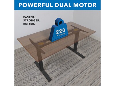 Mount-It! Ultimate 55"W Electric Rectangular Adjustable Standing Desk, Brown/Black (MI-18106)