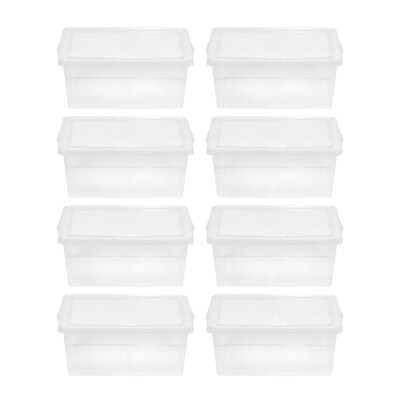 Iris 17 Quart Snap Top Plastic Snap Closure Storage Bin, Clear, 8/Pack (580043)