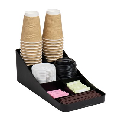 Mind Reader Plastic 7 Compartment Coffee Cup and Condiment Organizer, Black (COMP7-BLK)