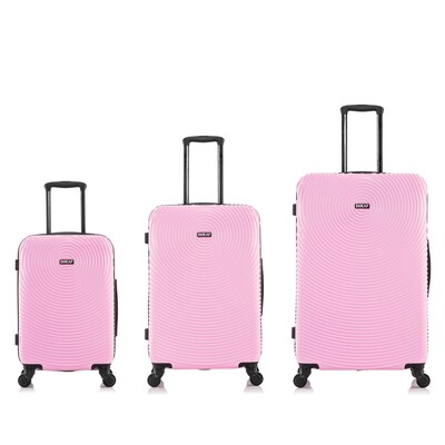 DUKAP INCEPTION 3-Piece Hardside Spinner Carry-On Luggage Set, TSA Checkpoint Friendly, Pink (DKINCSML-PNK)