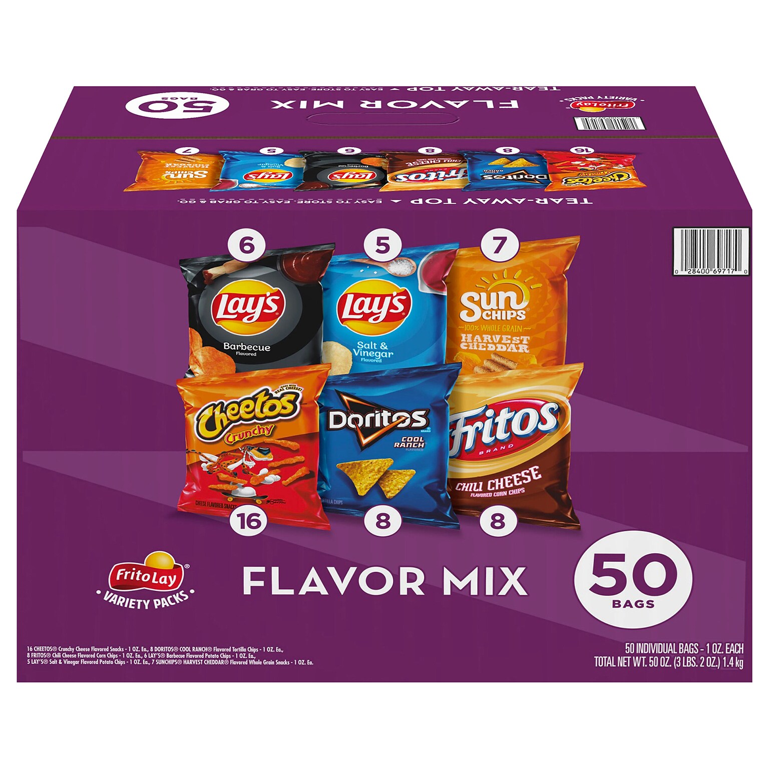 Frito Lay Flavor Mix Variety Pack, 50 oz., 50/Pack (220-02671)