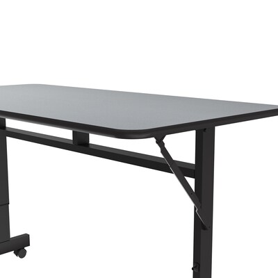 Correll Econoline 48"W x 24"D Adjustable Foldable Training Room Table, Laminate, With Wheels, Gray Granite (FTM2448TF15)