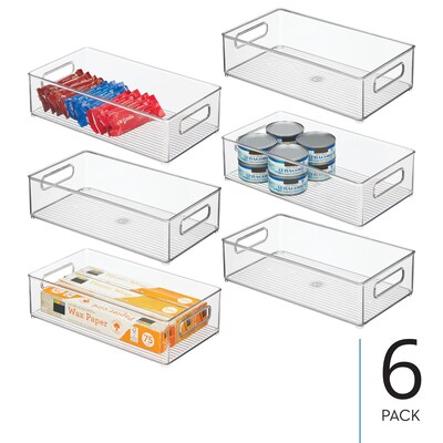 Stackable Fridge Bin with Handles - Kitchen Storage Bin for Cabinets, Pantry, or Fridge