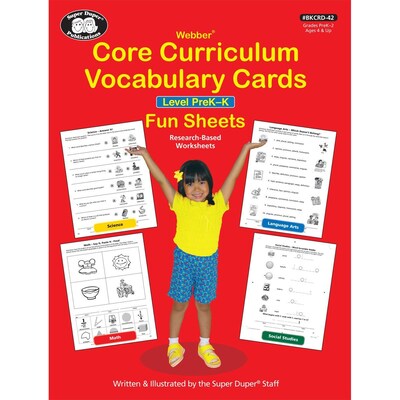 Super Duper® Webber Core Curriculum Vocabulary Cards Fun Sheets, Level PreK-K