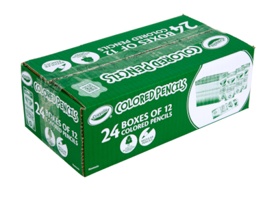 Crayola Colored Pencils Bulk Pack, Assorted Colors, 12/Pack, 24 Packs/Box (68-2133)