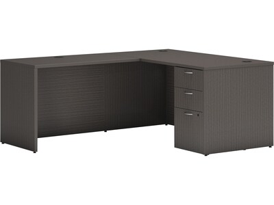 HON Mod 60W L-Shaped Single-Pedestal Desk, Slate Teak (HLPL6072LDESK1BBFLS1)