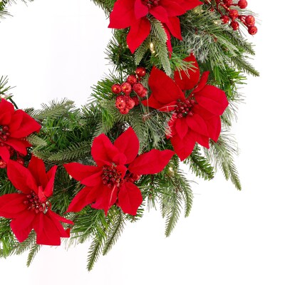 National Tree Company 26" Colonial Wreath with Battery Operated LED Lights (QPECO8-301-26WB)