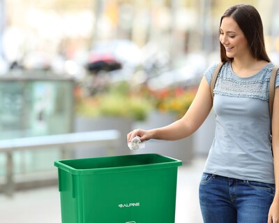 Alpine Industries Polypropylene Recycling Bin, 23 Gallon, Green  (ALP477-GRN)