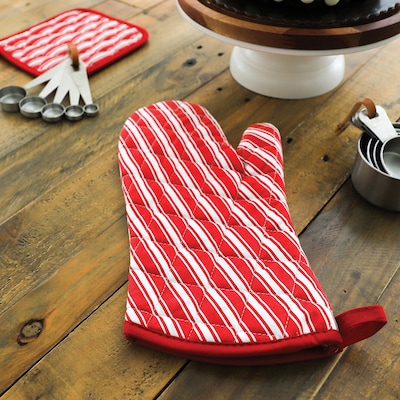 Better Houseware Striped Oven Mitt, Red (BTH1684R)