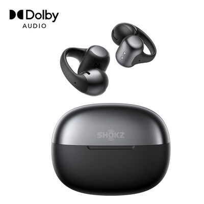 Shokz OpenDots ONE TWS Wireless Open-Ear Clip-on Earbuds & Charging Case, Bluetooth, Black (E310-ST-BK-US)