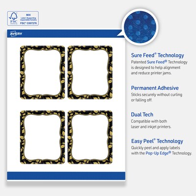 Avery Rectangle Laser/Inkjet Multipurpose Labels, 4" x 3-1/3", White, 40/Pack (19479370925)