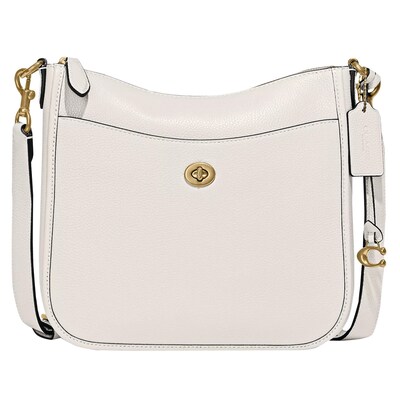 Coach New York Polished Pebbled Leather Chaise Crossbody - Chalk / Brass