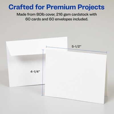 Avery Note Cards Matte General Use Notecards, White, 60/Box (05315)