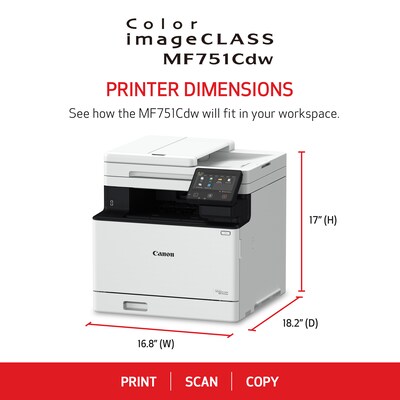 Canon imageCLASS MF751Cdw Wireless Color Laser Printer, All-In-One, Print, Scan, Copy (MF751CDW)