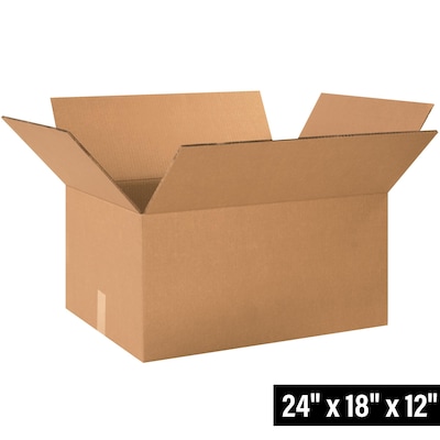 24 x 18 x 12 Corrugated Shipping Boxes, Mullen-Rated, Double Wall, 10/Bundle (HD241812DW)