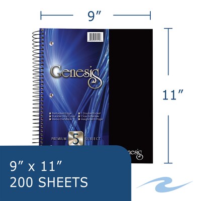 Roaring Spring Genesis Five Subject Notebook, 9" x 11", College Ruled, 200/Sheets (13115CS)