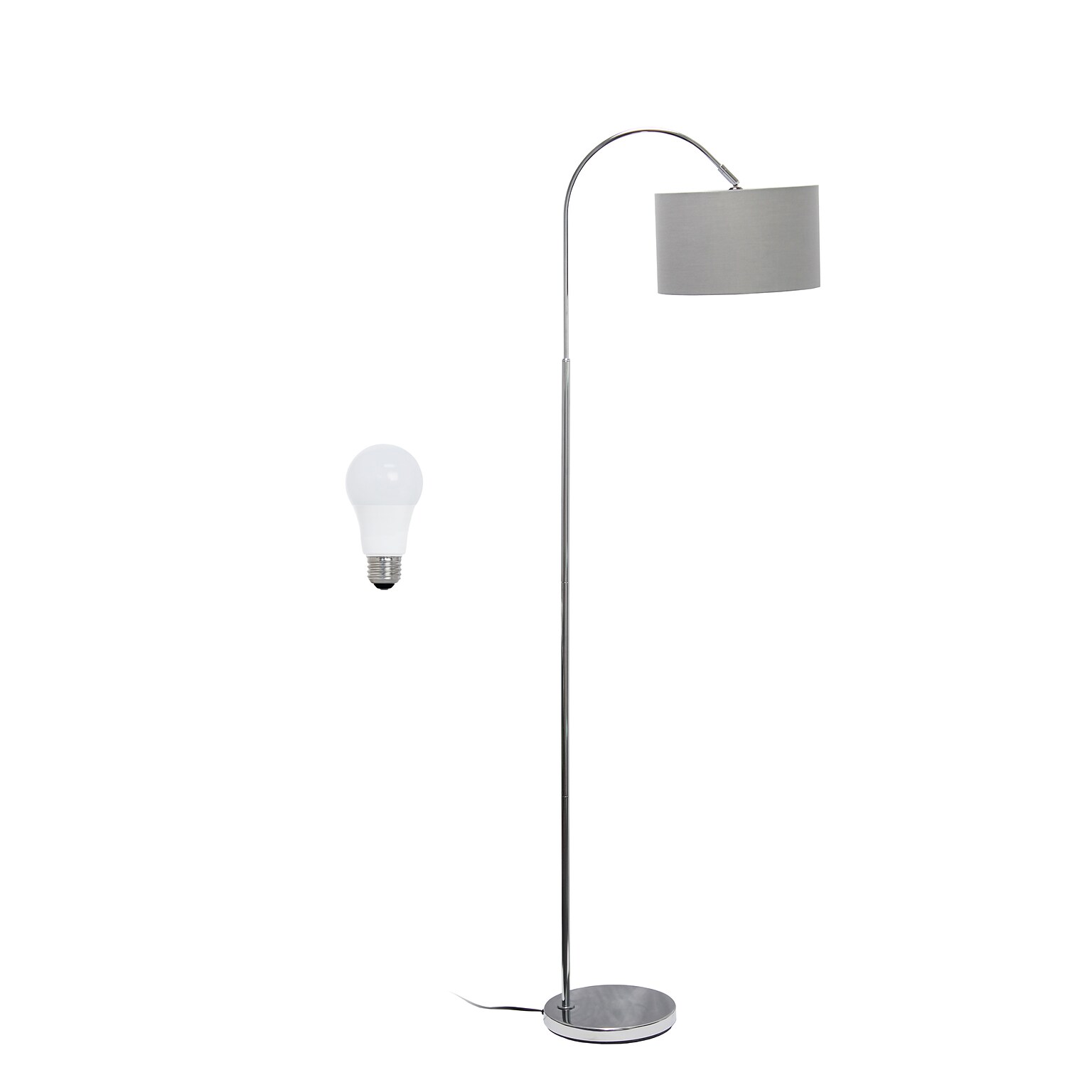 Creekwood Home Vista 66 Brushed Nickel Floor Lamp with Drum Shade, Gray (CWF-3006-GY-LB)