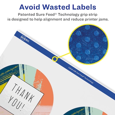 Avery Laser/Inkjet Round Multipurpose Labels, 3.5" Dia., Clear, 40 Labels/Pack (94514)