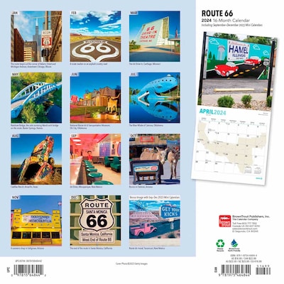 2024 BrownTrout Route 66 12" x 24" Monthly Wall Calendar (9781975464844)