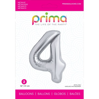 Party City (Air-Filled) 16 #4 Foil Balloon, Silver, 2/Pack (AM60050253-18)