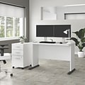 Bush Business Furniture Studio A 48W Computer Desk with 3 Drawer Mobile File Cabinet, White (STA001