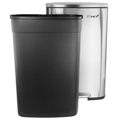 Elama Stainless Steel Indoor Step Trash Can, 13 Gallon, Silver (938121452M)