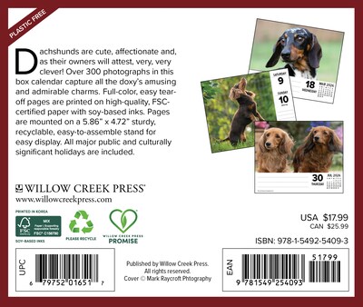 2026 Willow Creek Dachshunds 6.2 x 5.4 Day-to-Day Calendar (54093)