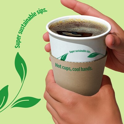 Perk™ Eco Paper Hot Cup Sleeves, Brown, 1000/Carton (PK56227CT)