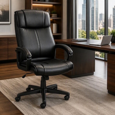Quill® Brand Turcotte Luxura High-Back Manager Chair, Black