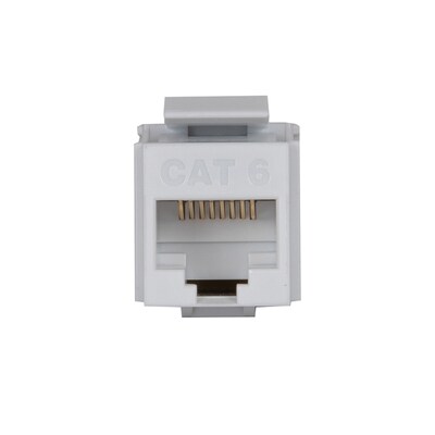 Vericom VGS6 Series Unshielded UTP CAT-6 RJ45 180° Keystone Jack, White, 25-Pack (MPG6018WH-25)