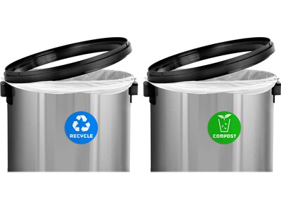 Alpine Industries Stainless Steel Indoor Compost and Trash Can with Swivel Lid, 34 Gallon, Silver, 2/Pack (ALP470-65L-1-CO-T)