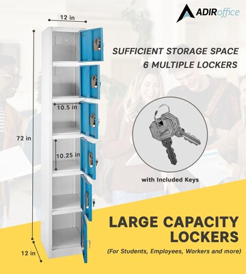 AdirOffice 72'' 6-Tier Blue Storage Locker, 4/Pack (629-206-BLU-4PK)