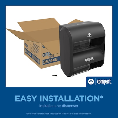 Georgia-Pacific Compact Quad 4-Roll Coreless Toilet Paper Dispenser, Black (56744B)