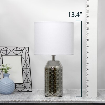 Simple Designs Whimsical Wave 13.4" LED Table Lamp, Chrome Base/White Shade (LT2123-CHR)